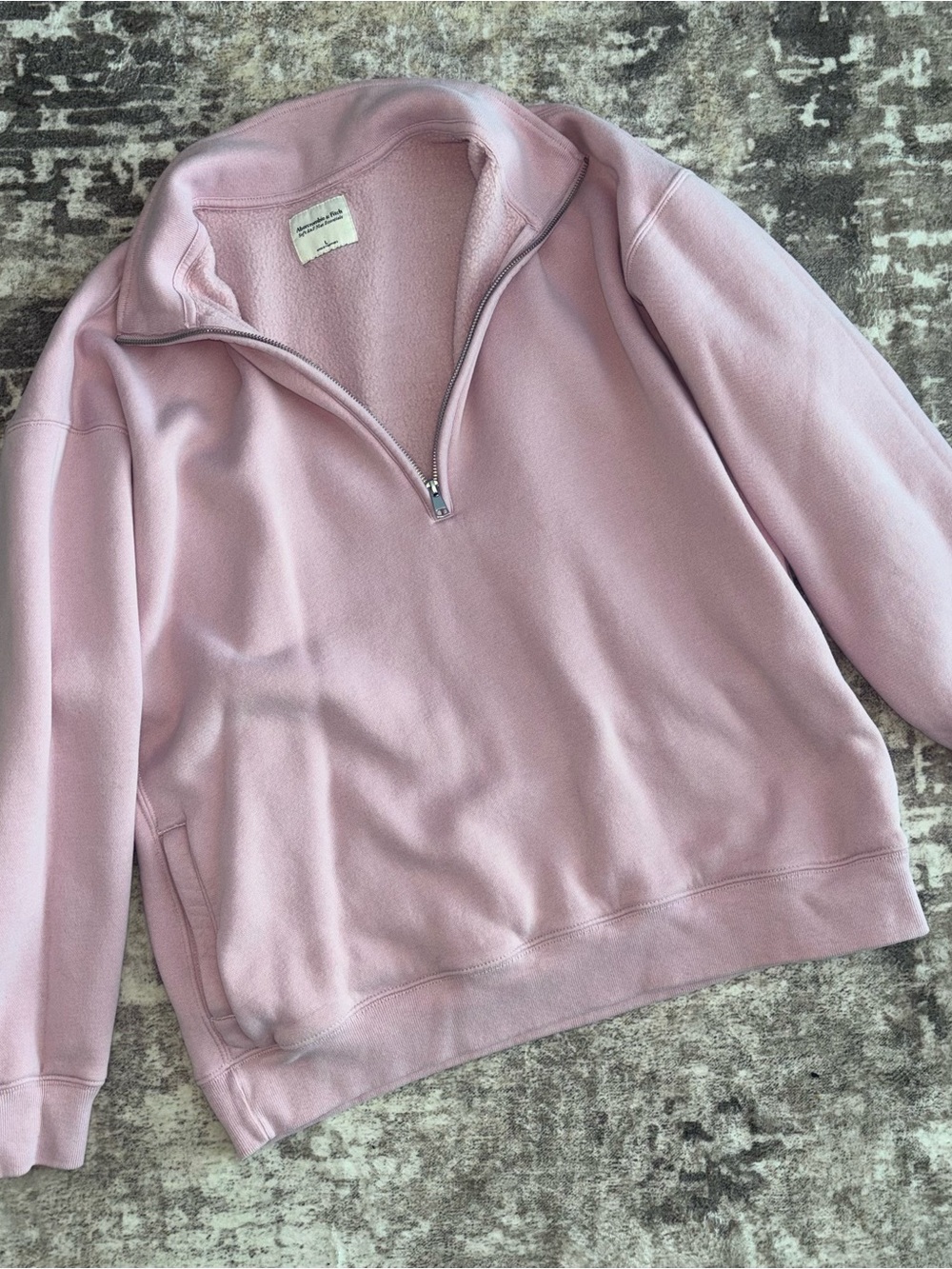 Abercrombie and Fitch Light Pink Quarter‑Zip Pullover